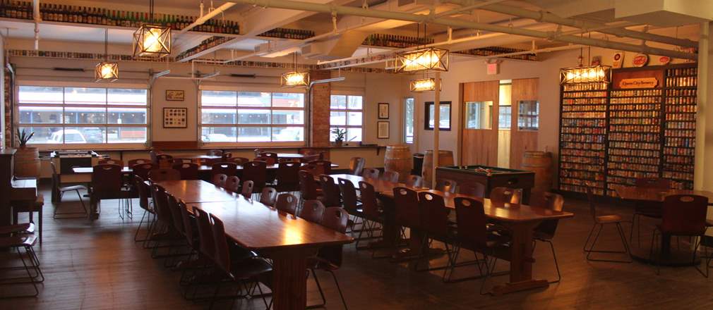 Party space shared by Pizza 44 and Queen City Brewery